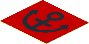 Sticker  1.5 x  1.6 with Black Anchor on Red Background