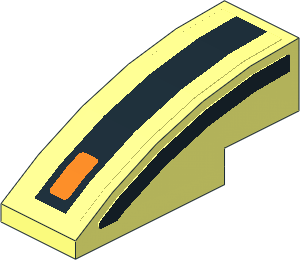 Slope Brick Curved  3 x  1 with Indicator Light and Black Stripes Left Sticker