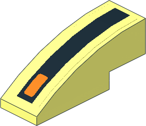 Slope Brick Curved  3 x  1 with Indicator Light and Black Stripes Right Sticker