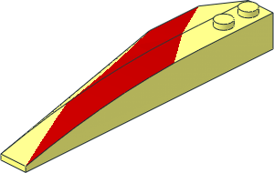 Wedge 10 x  3 x  1 Double Rounded Right with Red Stripe Pattern