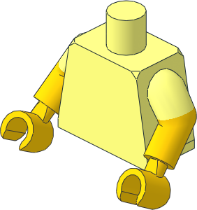 Minifig Torso with Yellow Dual Mould Arms and Hands Pattern