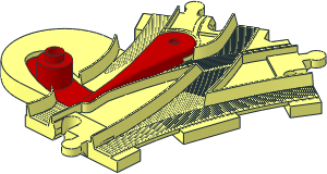Duplo Train Track Point Rail with Red Tongue (Turning Left)