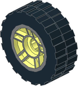 Wheel Rim  6.4 x 11 with 5 Spokes and Silver Pattern with Tyre  6.4/ 75 x  8 Shallow Offset Tread