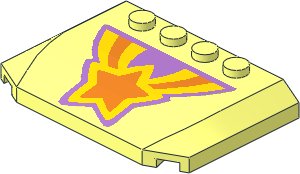 Slope Brick 45  4 x  6 x  0.667 Double Curved with Orange and Yellow Shooting Star Sticker