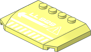 Slope Brick 45  4 x  6 x  0.667 Double Curved with White 'LL 929' Exclamation and Arrow Pointing Left Sticker