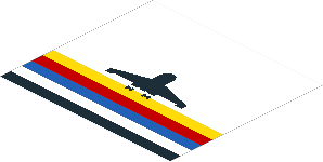 Sticker  3.6 x  4 with Black Aircraft and Five Coloured Stripes